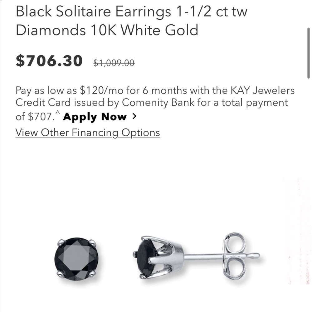 Black Solitaire Earrings Kay jewelers